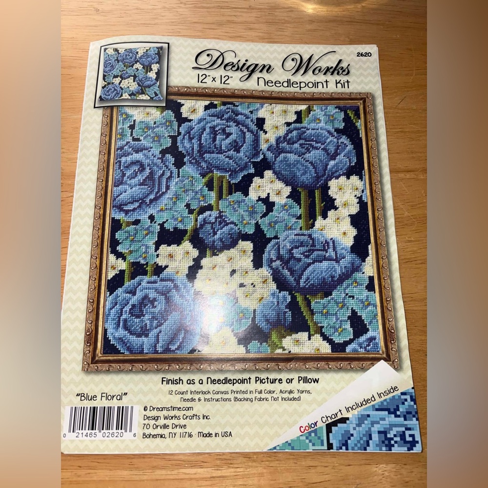 Design Works Blue Floral Needlepoint Kit. Like new.  I opened it/to hard for me